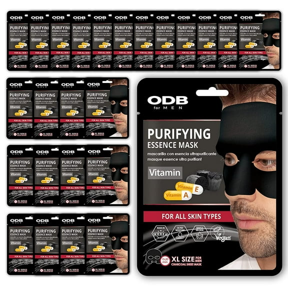 ODB for Men 24PK Charcoal Facial Mask for Men Skincare Bulk face masks Korean Beauty (Vitamin)