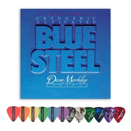 Dean Markley 2552 Blue Steel Light Gauge Electric Guitar Strings (.009-.042) with ChromaCast 12 Pick