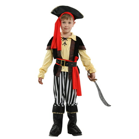 stylesilove Kid Boys Halloween Costume Cosplay Outfit Themed Birthdays Party (Impish Pirate Prince, M/4-6 Years)