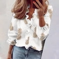 thumbnail image 2 of MEICHEN Long Sleeve Tops for Women Print Long Sleeved Ruffled Shirt V Neck Front Button Blouse Casual Business Top Blouses for Women, 2 of 4