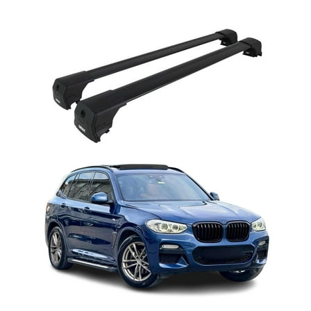 For 2018-2024 BMW X3 G01 Alu Roof Racks Cross Bars Luggage Carrier Black 2Pcs