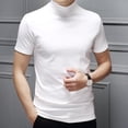 thumbnail image 1 of T-Shirt Basique à Col Montant pour Hommes, Blouse Unie, Chandail à Manches Courtes, 1 of 9