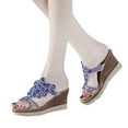 thumbnail image 4 of VerPetridure Womens Sandals Summer Crystal Wedges Thick Peep Toe Sandals Slippers Shoes, 4 of 8