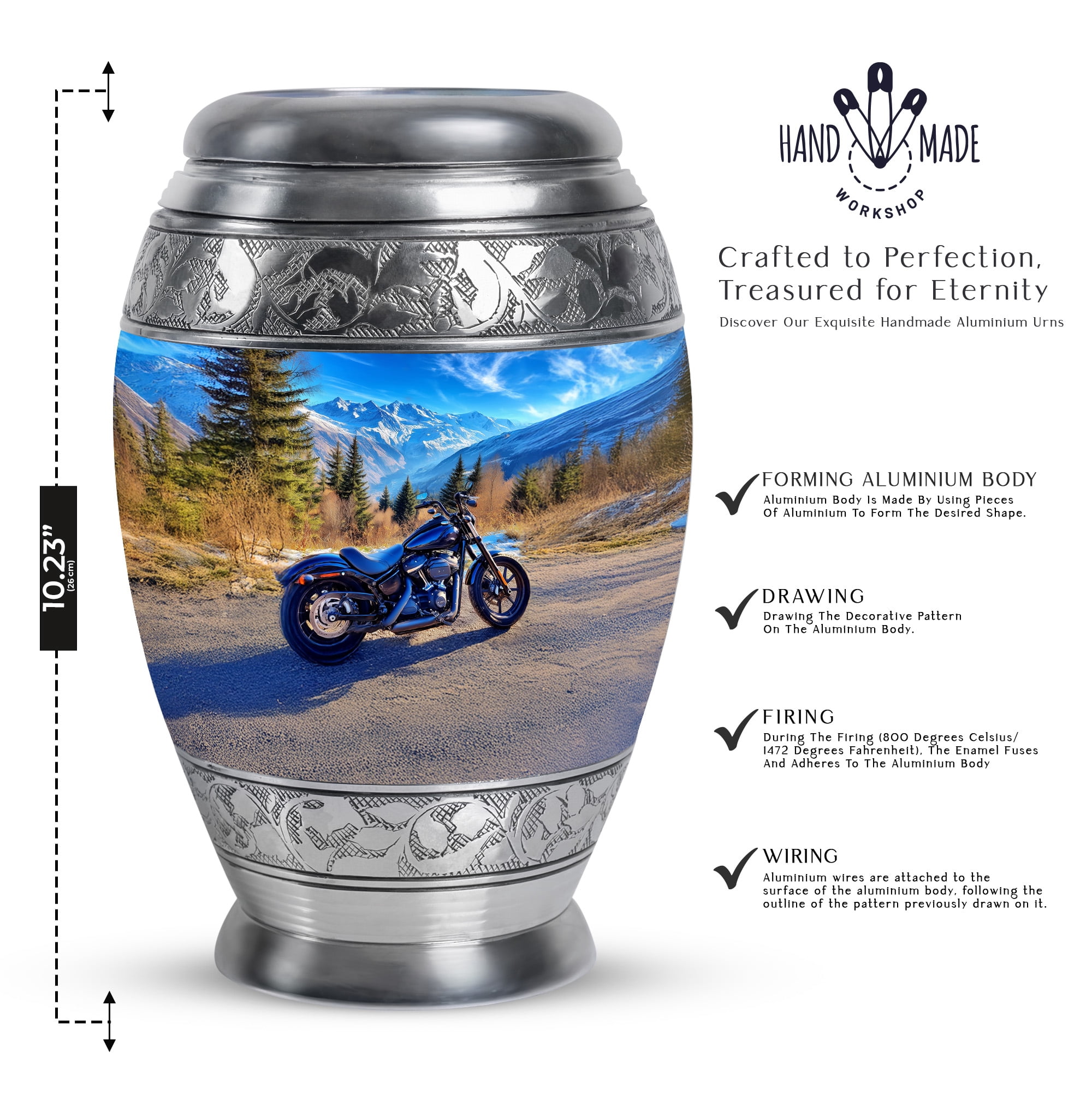 Bike Urns For Human Ashes Adult Man And Woman - 1 Large Blue Urn For Adult Male - 10 Inch Mountain Decorative Urn For Ashes For Male And Female - Set Of 4 Keepsake For Mother And Father, Small 3 Inch