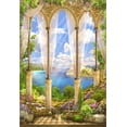 thumbnail image 2 of EREHome Polyester Fabric 5x7ft Backdrop Photography Background Fantasy Fairytale Seascape Old Stone Arch View Flowers Wisteria Sun's Rays Summer Sky Clouds Garden Villa Scene Children Adults Bride Girls Photos, 2 of 2