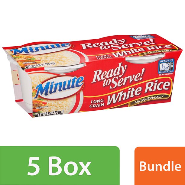 (5 Pack) Minute Ready To Serve Long Grain White, 4.4 oz Rice 2 Count