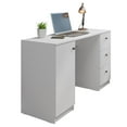 thumbnail image 6 of Madesa Executive Computer Writing Desk 53 Inch with 3 Drawers and 1 Door, Metalic Handles Wooden Home Office PC Study Table with Storage - White, 6 of 10