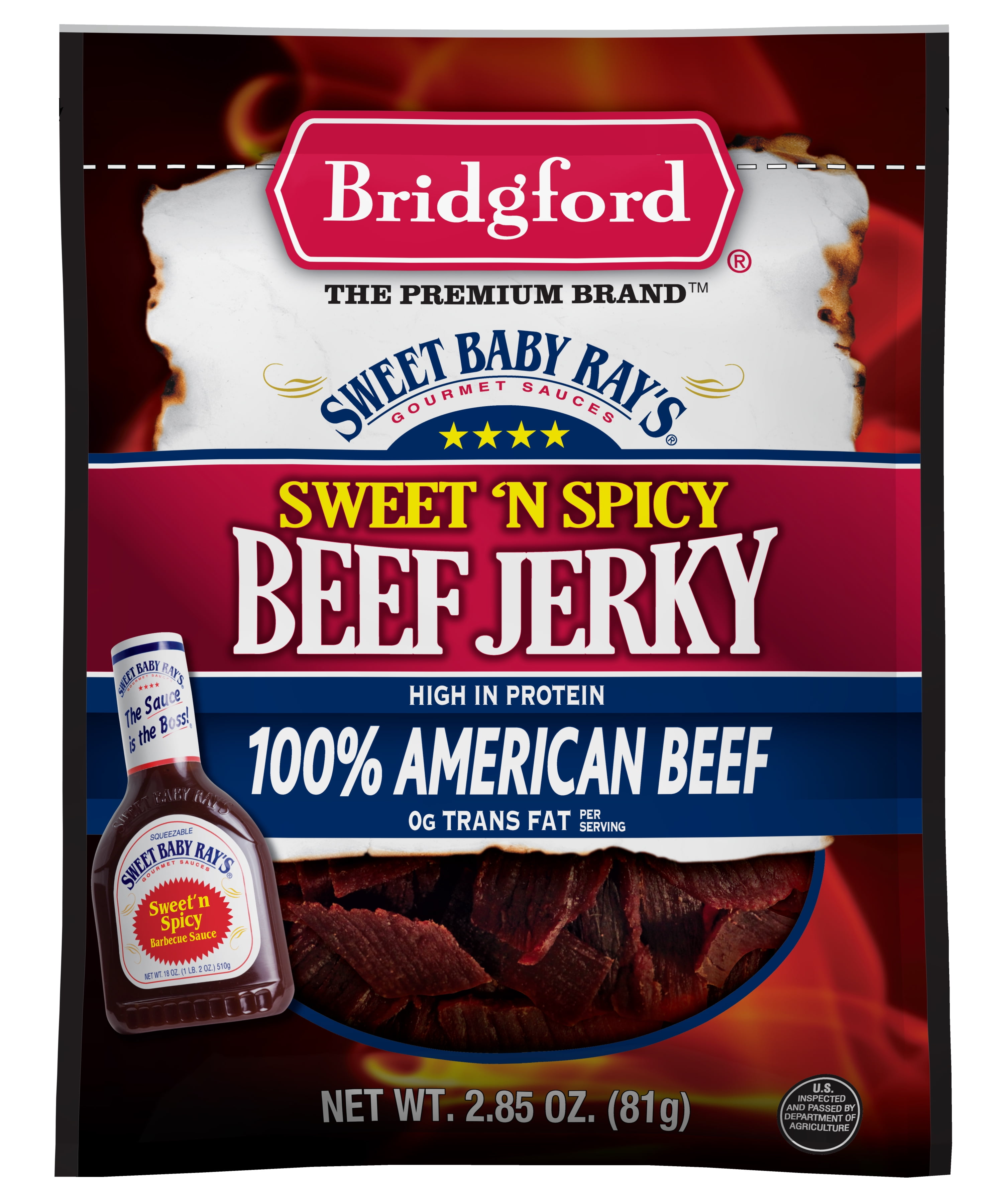 Bridgford Sweet n Spicy Beef jerky, 2.85 Oz