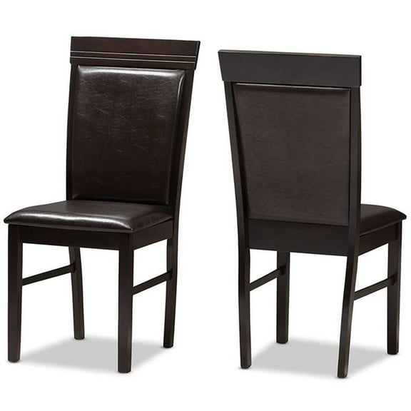 Bowery Hill Faux Leather Dining Side Chair in Brown (Set of 2)