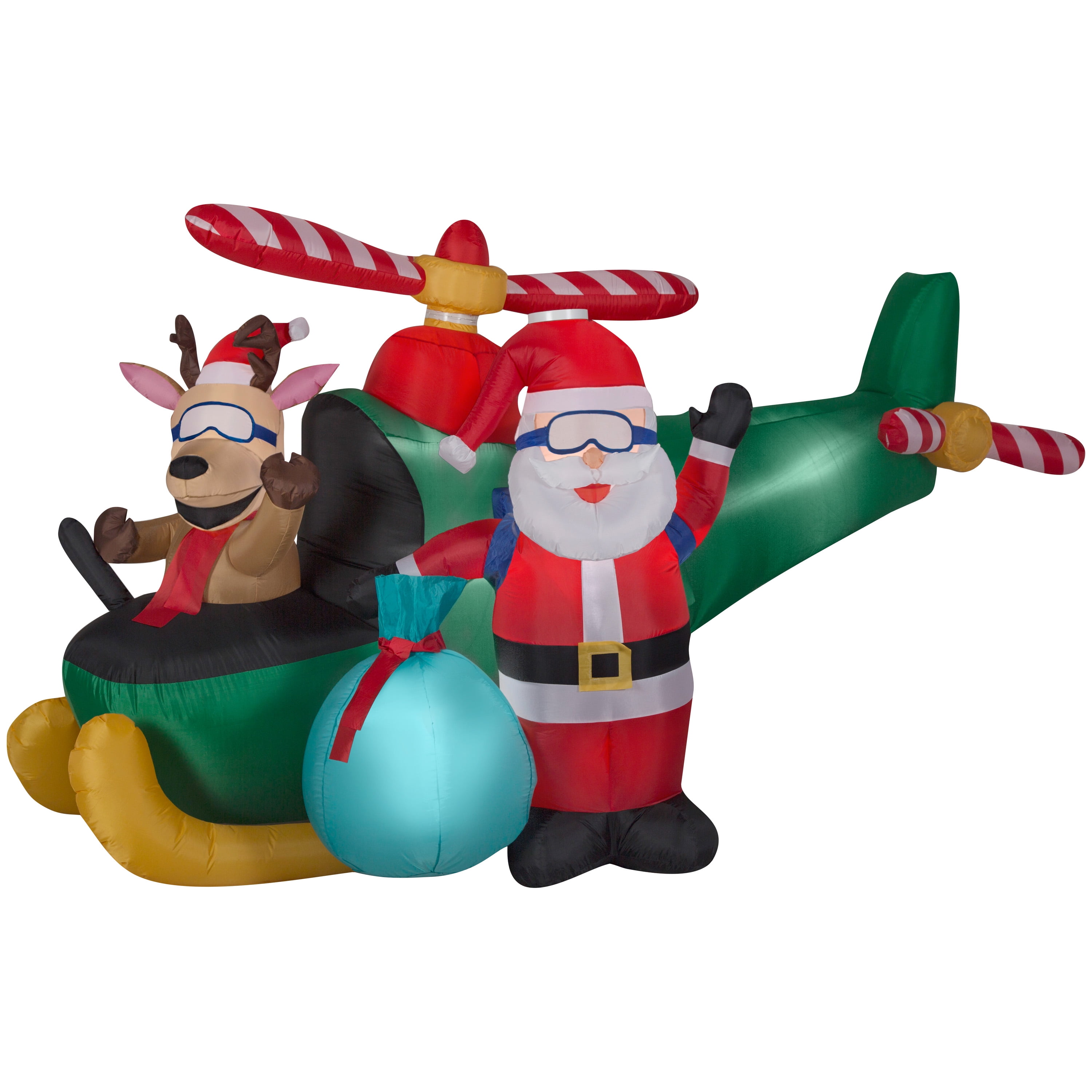 AIRFLOWZ 6 Ft Inflatable Hanging Animated Santa Helicopter Reindeer for sale online 