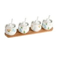 thumbnail image 1 of Ceramic Sugar Bowl With Lid, Porcelain Sugar Pot With Spoon, Small Salt Pot, Storage Jar , For Coffee Bar, Restaurant-Flower-4 Set, 1 of 8