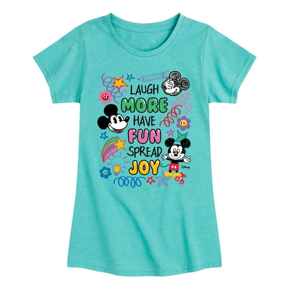 Disney - Mickey Mouse - Laugh More, Have Fun, Spread Joy - Toddler & Youth Girls Short Sleeve Graphic T-Shirt
