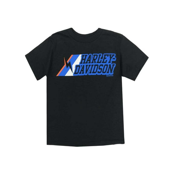 Harley-Davidson Little Boys' Lightening Bolt Short Sleeve T-Shirt, Black (7), Harley Davidson