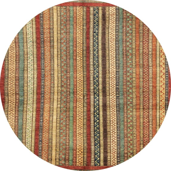 Ahgly Company Indoor Round Abstract Metallic Gold Abstract Area Rugs, 4' Round