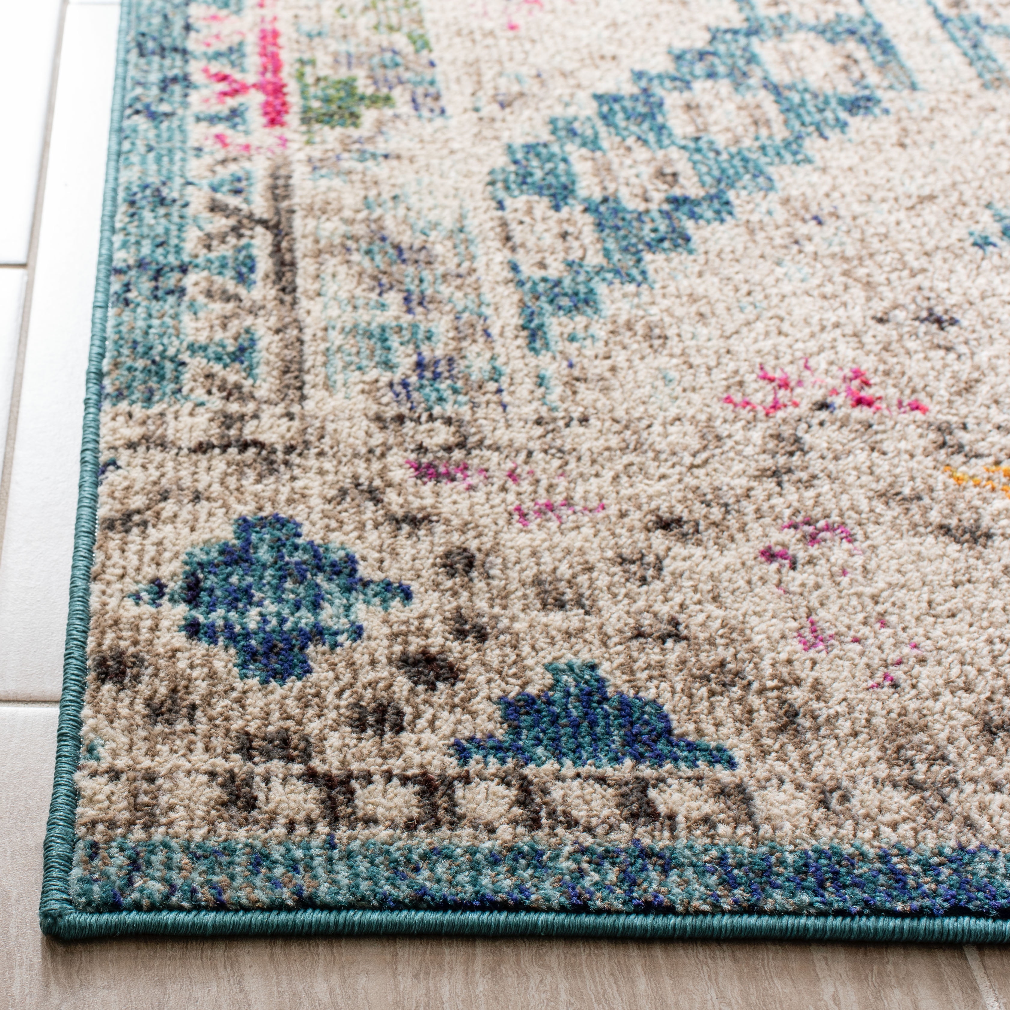 SAFAVIEH Madison Lanford Southwestern Area Rug, Dark Blue/Yellow, 9' x 12'