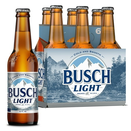 Busch Light American Light Lager Beer 6 pack 12 fl oz Glass Bottles 4.1% ABV