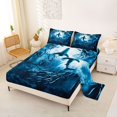 thumbnail image 2 of jejeloiu Underwater Shark Print Bed Sheets,Ocean Fish Pattern Full Size Sheets For Boys,Blue Black,4pcs,1 Flat Sheet, 1 Fitted Sheet and 2 Pillowcases, 2 of 6