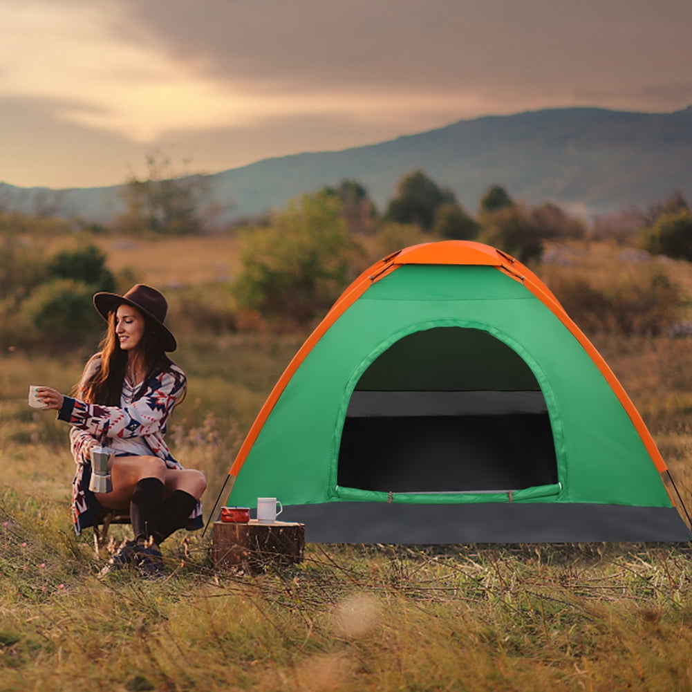 Kadyn Camping Cot Tent, Foldable Elevated Tent Set,2-Person Waterproof Camping Dome Tent for Outdoor Hiking Survival Orange & Green