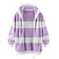 thumbnail image 3 of TQWQT Winter Coats for Women, Womens Fluffy Fleece Coat Sherpa Faux Fur Jackets with Hood Fuzzy Full Zip Hooded Sweatshirt Hoodies Outwear Purple XL, 3 of 5