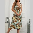 thumbnail image 6 of Sundresses for Women Casual Summer - Women's Summer Floral Maxi Dress Wrap V Neck Sleeveless A Line Tie Front Sexy Cutout Backless Flowy Swing Boho Dress, 6 of 7