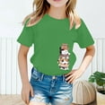 thumbnail image 2 of Curuila Kid Girls Tops Cartoon Print Crew Neck Short Sleeve Tee Summer Casual Loose T Shirt Green Size 8-10 Years, 2 of 4
