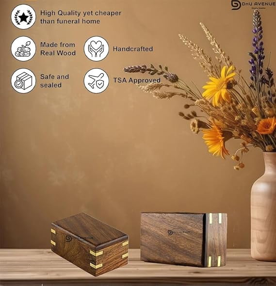 Handmade Keepsake Urn for Human Ashes Rosewood Pet Urn for Dogs Cats Wooden Funeral Urn for Ashes Handcrafted Burial Urn Box for Adult Ashes Capacity 12 Cu/in (Keepsake with Engraving)