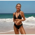 thumbnail image 3 of Charmo Women Ribbed Triangle Bikini Swimsuit Halter Two Piece Bathing Suit, 3 of 7