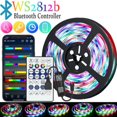 thumbnail image 1 of Tira de luces LED inteligente con Bluetooth Ws2812b de 5 m: con control remoto + Bluetooth, sincronización con función de ritmo/ritmo de música, 1 of 5