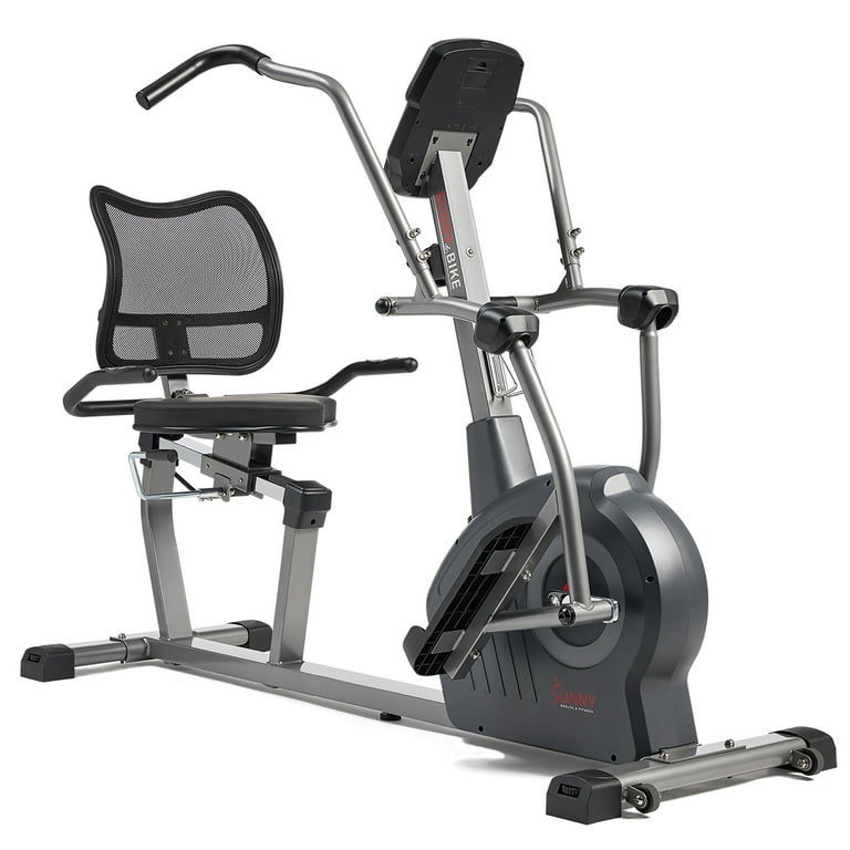Sunny Health & Fitness Elite Recumbent Cross Trainer & Elliptical Machine  with Arm Exercisers, Easy Adjust Seat, & Exclusive SunnyFit App Enhanced