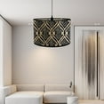 thumbnail image 5 of Bamboo Lamp Shade, Kvago Vintage Drum Lampshade, E27 Chandelier Lamp Cover Replacement Light Accessory for Pendant Floor Tables Lamps  (11.81 x 11.81 x 7.87 in, Style B), 5 of 8