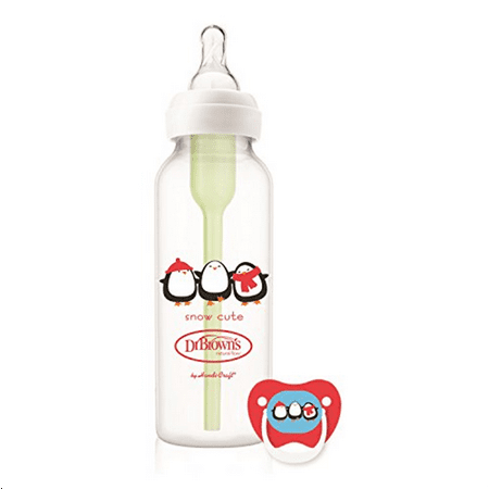 Dr. Browns Holiday Options Bottle, 1- 8 oz. bottle with 1 Prevent Pacifier - Snow Cute