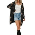 thumbnail image 3 of Franhais Women 's Open Front Long Sleeve Star Print Knitted Chunky Cardigan Sweater with Pockets (S-XL), 3 of 6