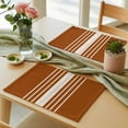 thumbnail image 6 of Placemats for Dinning Table Set of 8, Burnt Orange Beige Striped Modern Farmhouse Retro Lines Burlap Kitchen Place Mats Waterproof Cloth Table Mats, Indoor Outdoor Placemats Easy Clean Dinner Decor, 6 of 8