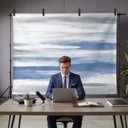 Blue Gray White Backdrop for Photoshoot,Photography Photo Studio Background Wall Backdrop,Modern Abstract Mottled Aesthetic Back Drop Banner Panel for Portraits Wedding Party Live Streaming 8x6Ft