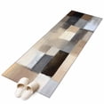 thumbnail image 2 of 2'x6' Rug Runners for Hallways Kitchen, Brown Beige Plaid Non Slip Entryway Beside Floor Carpet Runner, Abstract Oil Painting Checkered Washable Laundry Room Bedroom Throw Rugs Mat for Family Pet, 2 of 8