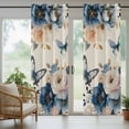 thumbnail image 5 of Outdoor Curtains for Patio Waterproof, Vintage Blue Floral Outdoor Privacy Panels Grommet, Butterflies Watercolor Flower Linen Blackout Outside Curtains for Porch/Cabana 54"x84", 2 Panels, 5 of 8