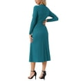 thumbnail image 3 of INSPIRAR CHIC Vestidos de Otoño para Mujeres de Manga Larga Cuello Redondo Tejido A-Line Vestido Midi Casual S Azul Lago, 3 of 6