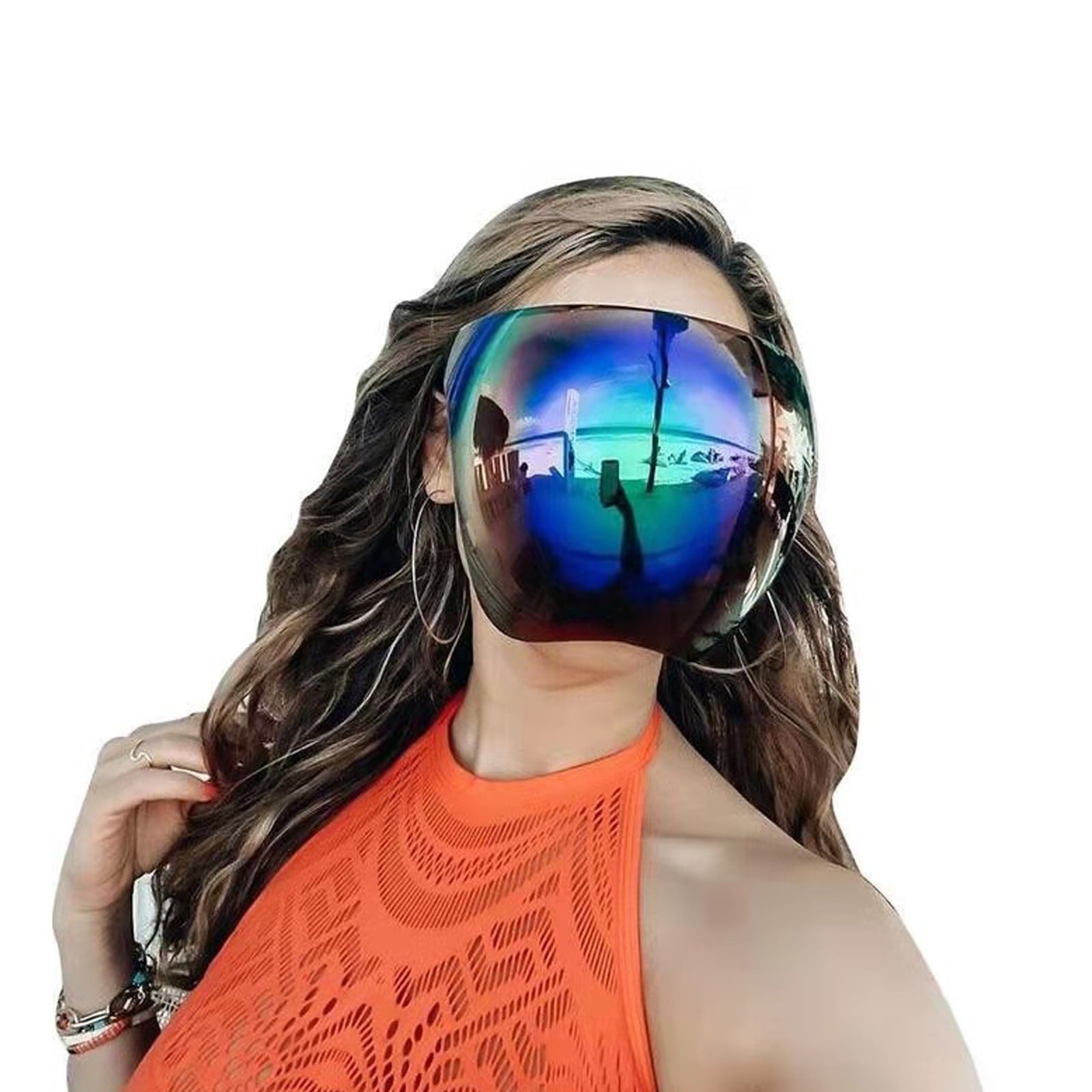 FlyFlise Sun Visor UV Protection Tinted Shield Cover Women Men Sports Full Face Sunglasses Mirrored Futuristic Shades Glasses Walmart