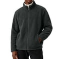 thumbnail image 3 of Husipze Mens Sherpa Fleece Jacket Full Zip Long Sleeve Teddy Fuzzy Cozy Winter Relaxed Fit Coat Insulated Warm Outerwear Black S, 3 of 8
