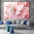 thumbnail image 2 of Mudket Pink and White Butterflies with Cherry Blossoms Canvas Wall Art, Floral Wall Decor, Framed Ready to Hang Artwork for Living Room Bedroom - 12"L x 8"W, 2 of 10