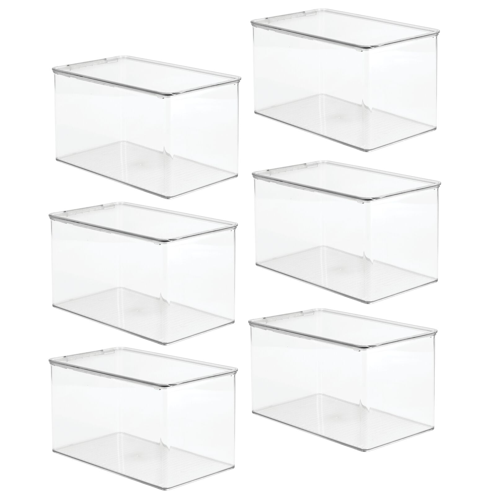 mDesign Stackable Plastic Craft Room Storage Container Box with Hinge