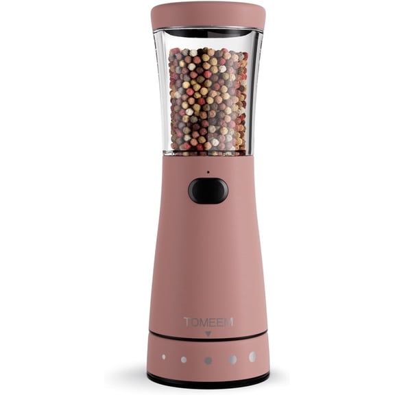 Tomeem Electric Salt and Pepper Grinder Stainless Steel USB Rechargeable,  Adjustable Coarseness with LED Light