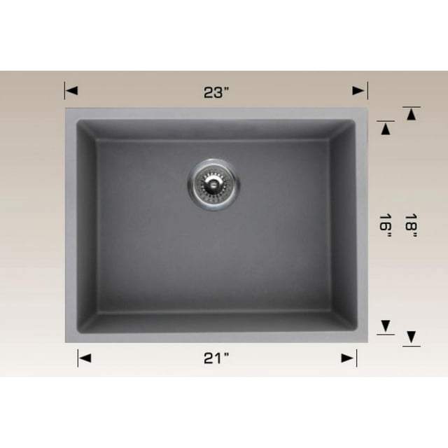 American Imaginations 23-in. W CSA Approved Grey Granite Composite Kitchen Sink With 1 Bowl