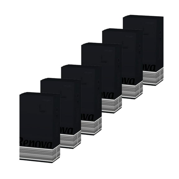 Renova Linen-Feel Black Paper Dinner Napkins Folded 2-Ply 16" x 12" 150 Napkins