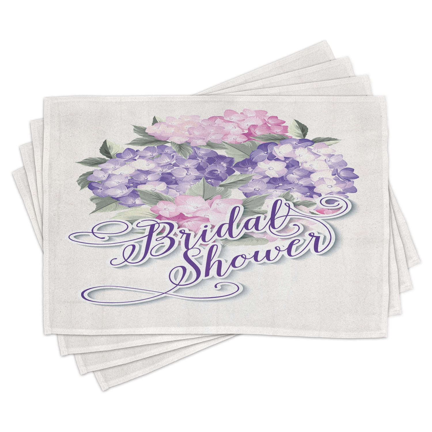 Bridal Shower Placemats Set of 4 Shabby Chic Hydrangeas Romantic Bride