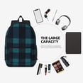 thumbnail image 6 of 17in Backpack With Pocket Adjustable Shoulder Strap Large Capacity Zipper Opening And Closing Double Pull Head Zipper For Work Travel Sports Darkcyan Buffalo Plaid Check Tartan Scotland_2, 6 of 8