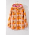 thumbnail image 5 of Women's Orange Checkered Sherpa Hooded Jacket | [ZhiHiMeRi] | (US 12-14)L, 5 of 12