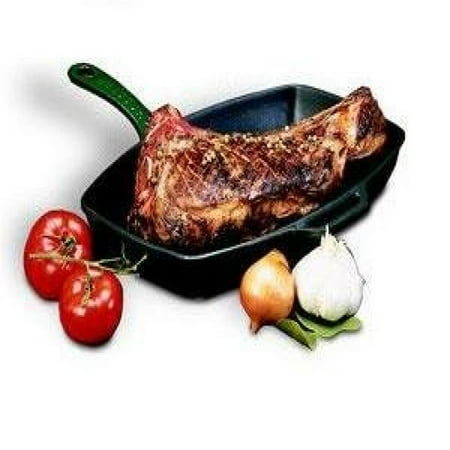 Paderno Chasseur Blue Cast Iron Rectangular Grill Pan, 12.5 Inch