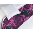 thumbnail image 3 of Blooming Roses Bed Runner, Realist Look Garden Scene Flowers on Dark Jungle Back Neutral Art, Decorative Accent Bedding Scarf for Hotels Homes & Guest Rooms, Twin, Magenta Hot Pink Teal, by Ambesonne, 3 of 3