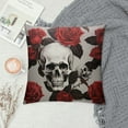 thumbnail image 2 of JEUXUS  Skull Throw Pillow Case,Sugar Skull and Red Rose Design Satin Cushion Cover Square Standard Home/Sofa Decorative for Men/Women Black,Red,Gray, 2 of 5